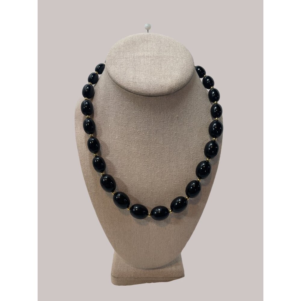 Monet Vintage Graduated Black Lucite Beads 1 Strand